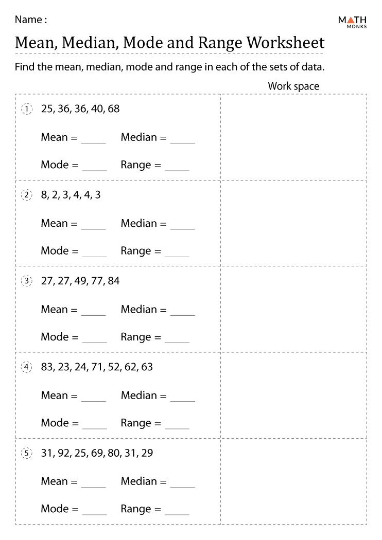 Mean Median Mode Range Worksheet Excelguider Com