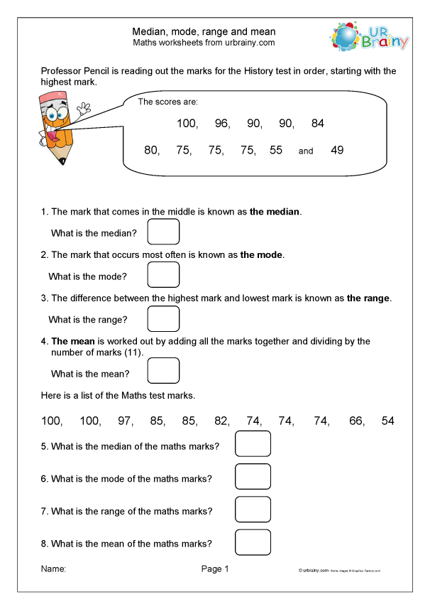 Mean Median Mode Range Worksheets Pdf 3 Printable Worksheets Etsy