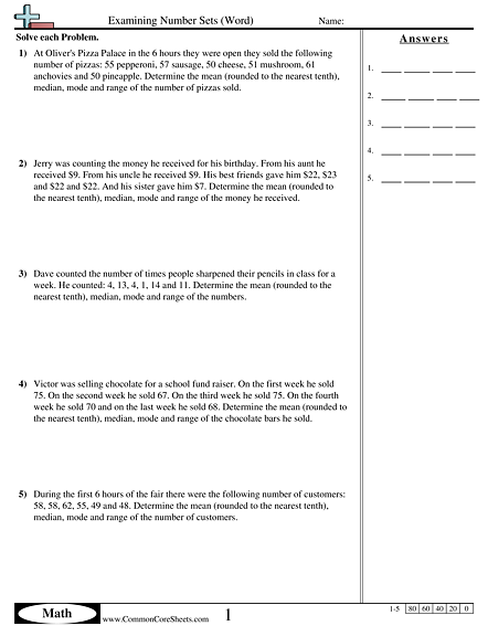 Mean Median Mode Word Problems