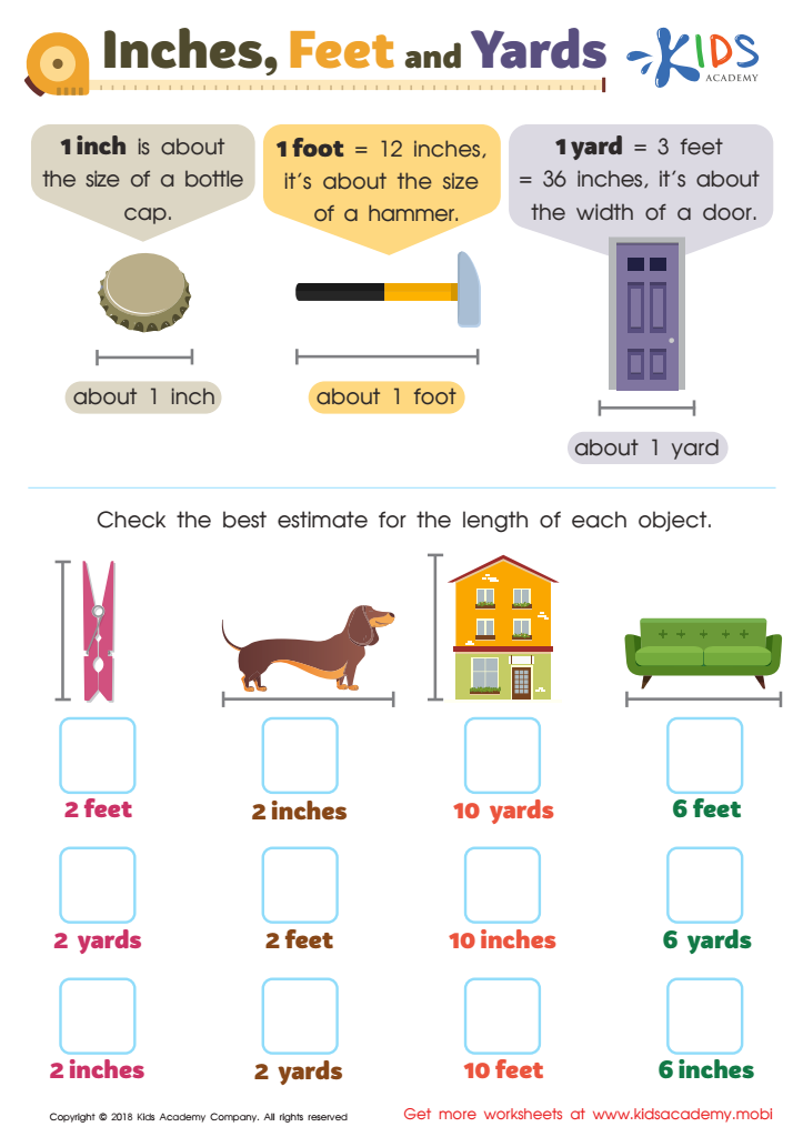 Measuring Length In Inches Feet And Yards Worksheets Measurement