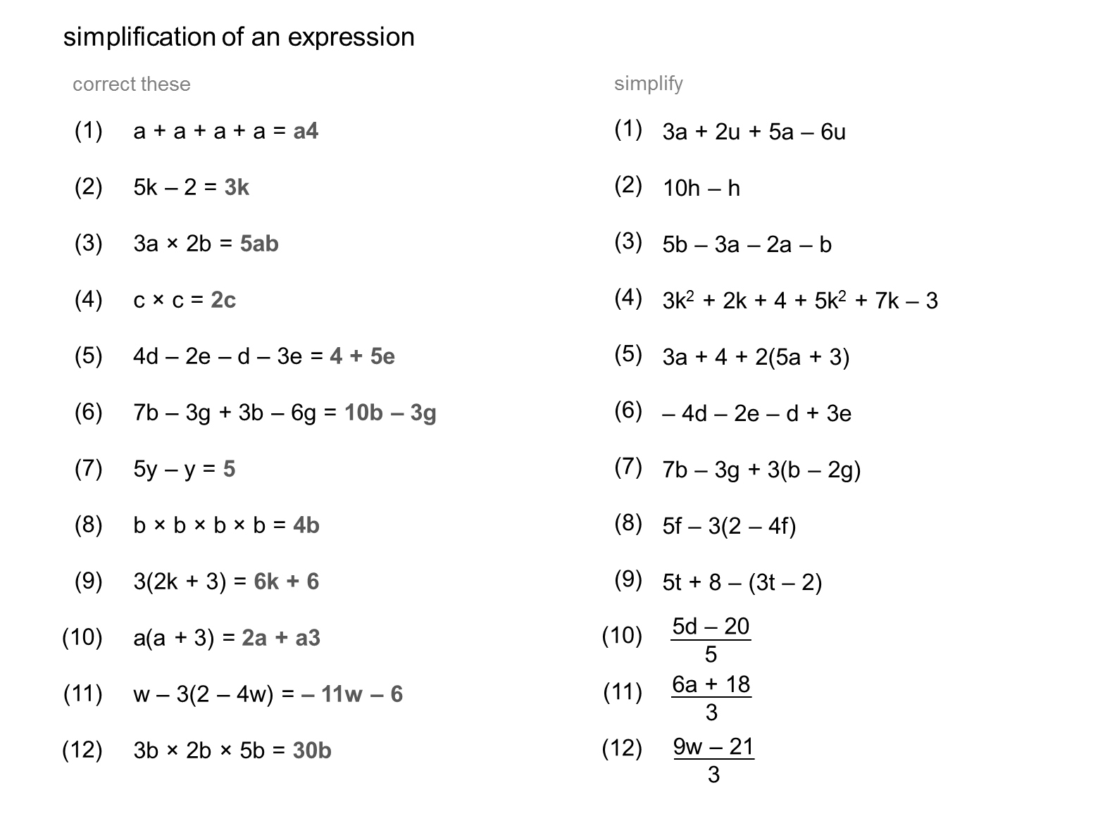 Median Don Steward Mathematics Teaching Algebraic Simplification