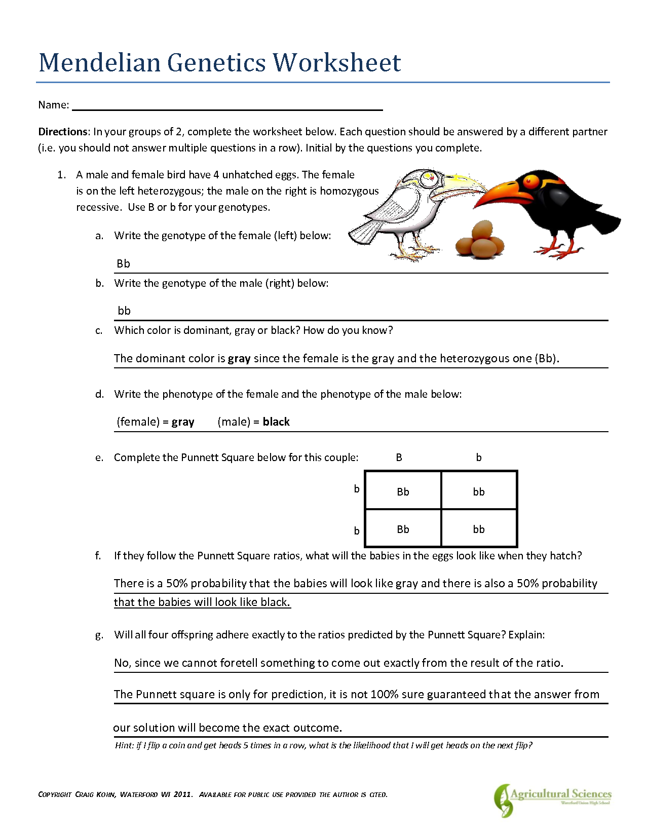 Mendelian Genetics Worksheet Answer Key Fill And Sign Printable