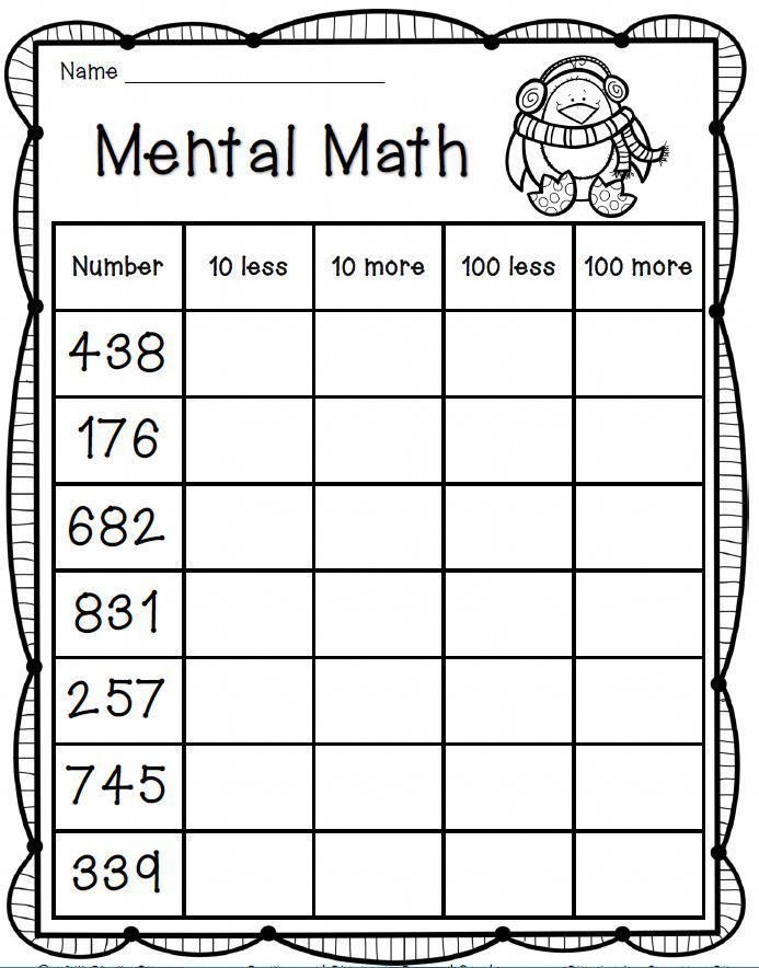 Mental Math Freebie 2Nd Grade Math Mathpractice Math Freebie 2Nd