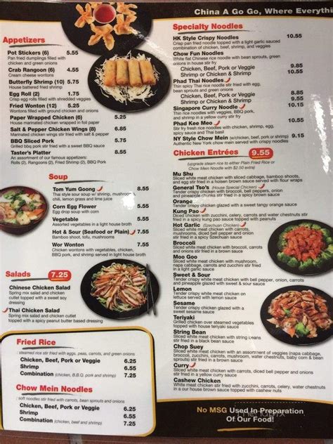 Menu At China A Go Go Restaurant Boulder City