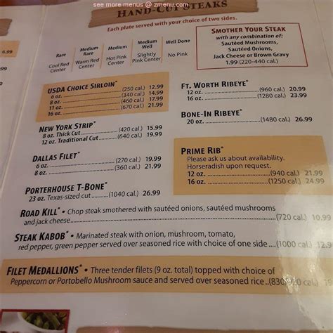 Menu At Texas Roadhouse Steakhouse Queensbury