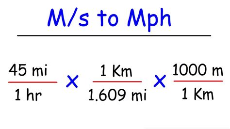 Meter Per Second To Miles Per Hour Conversion