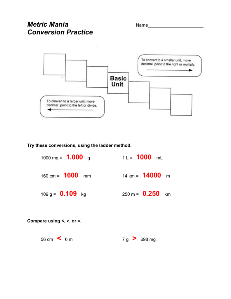 Metric Mania Conversion Challenge Worksheet Answers Key Kidsworksheetfun