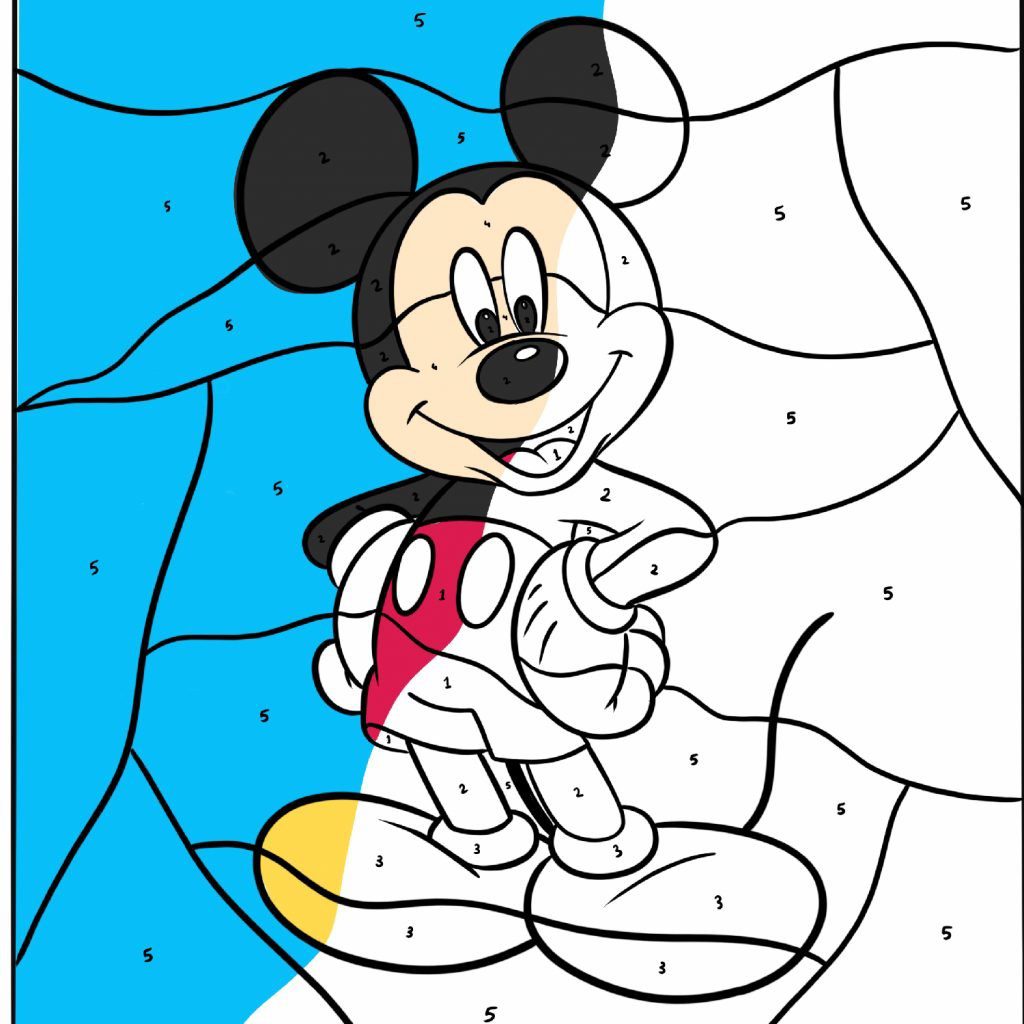 Mickey Mouse Color By Number Coloring Page Busy Shark