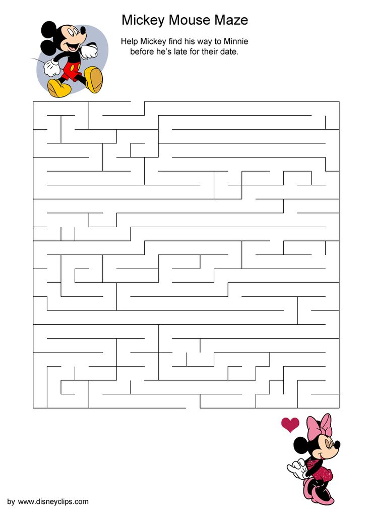 Mickey Mouse Maze Worksheets For Kids Disney Coloring Pages Maze