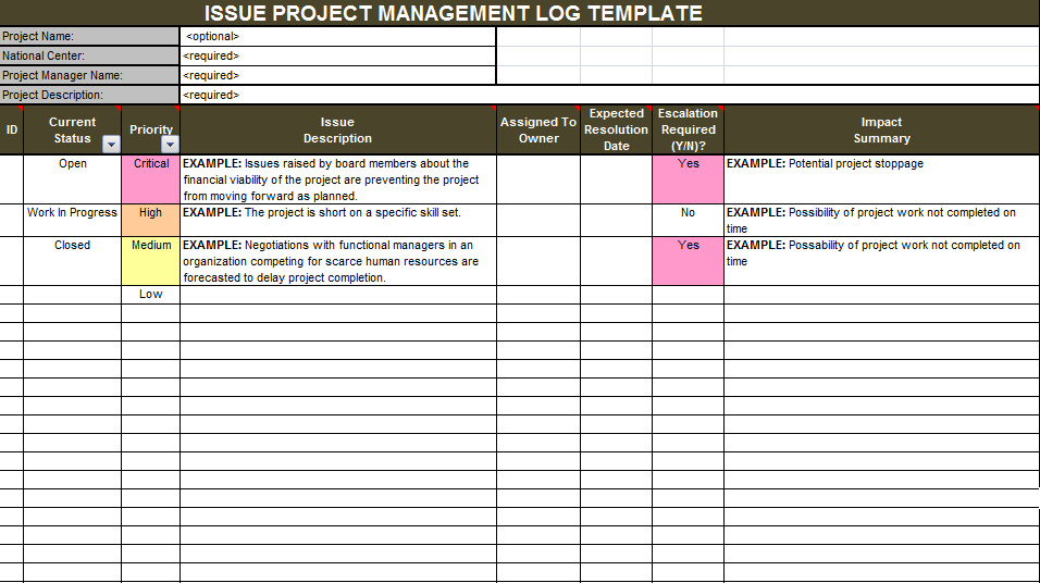 Microsoft Project Microsoft Excel Kaizen Issue Tracker Project Management Templates Work