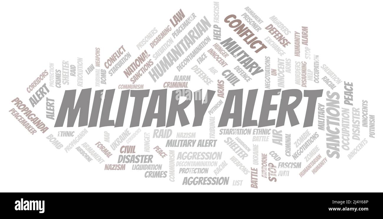 Military Alert Word Cloud Vector Made With Text Only Stock Vector