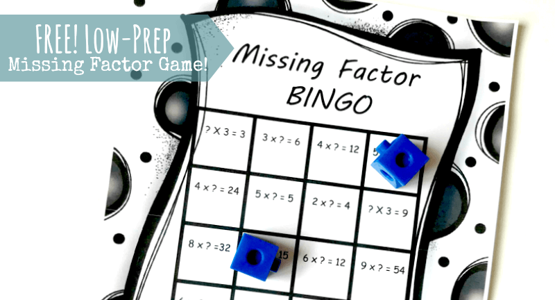 Missing Factor Bingo Game Online Printable