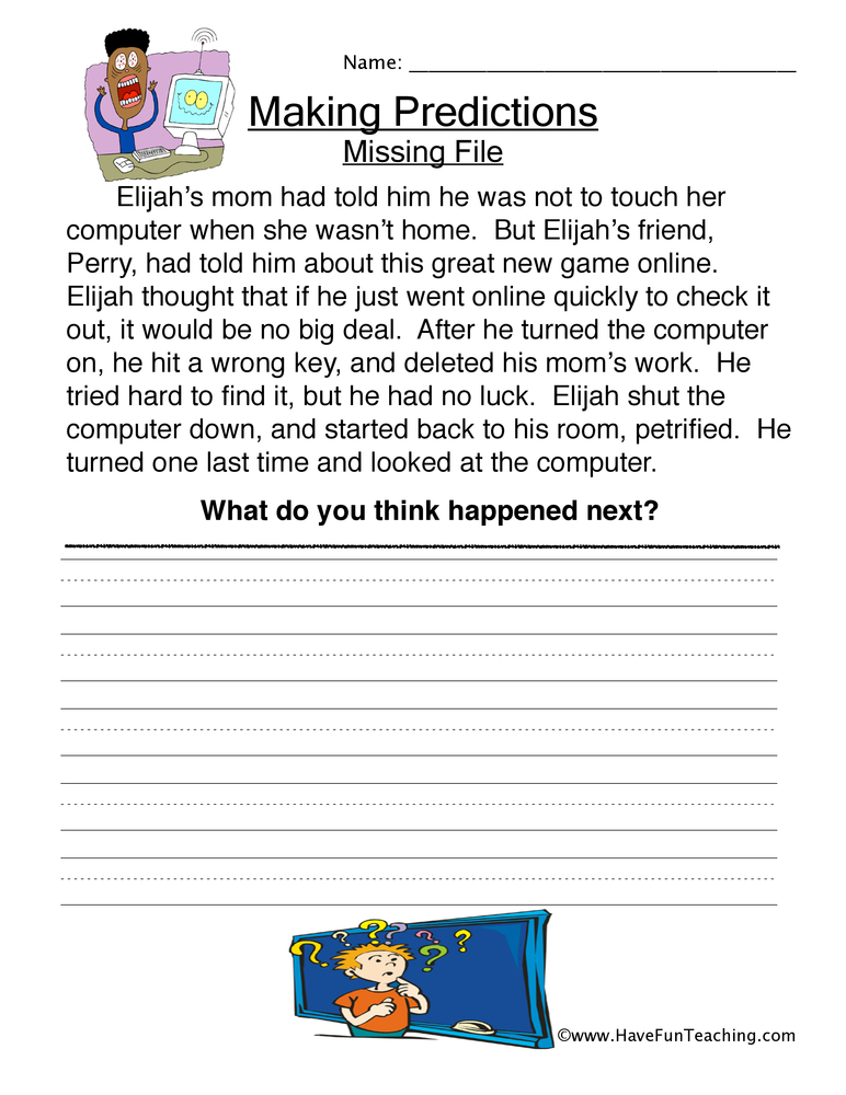 Missing File Predictions Worksheet By Teach Simple