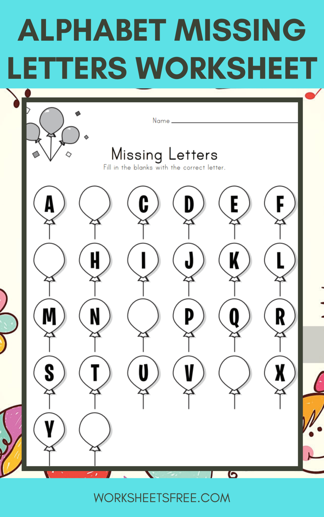 Missing Letter Worksheets Free Printable