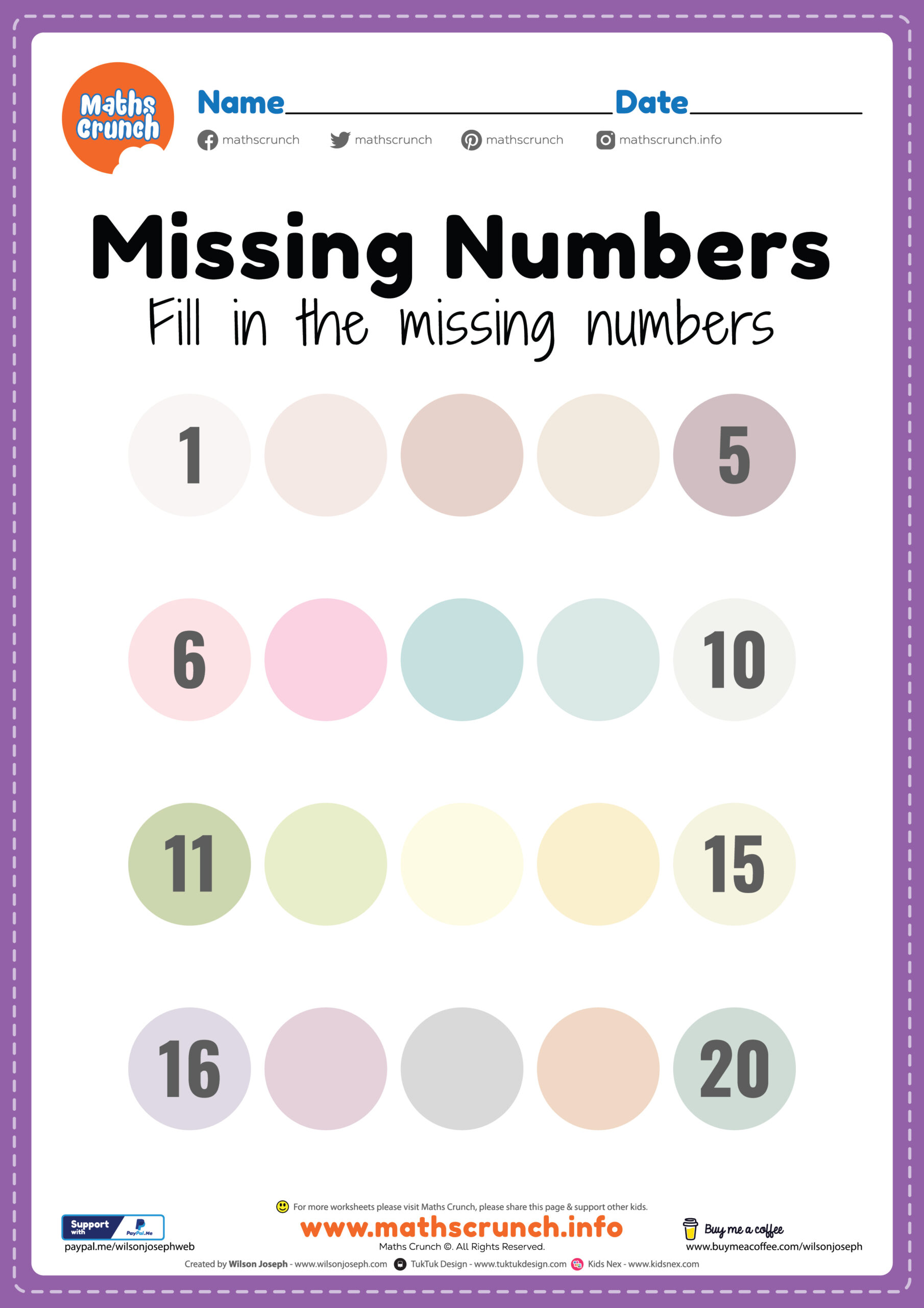 Missing Numbers To 30 Math Worksheet By Designs By Janna Tpt