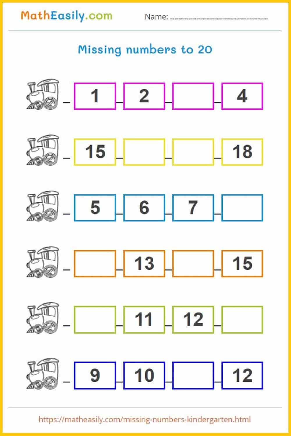 5 Engaging Missing Numbers Worksheets for Kindergarten