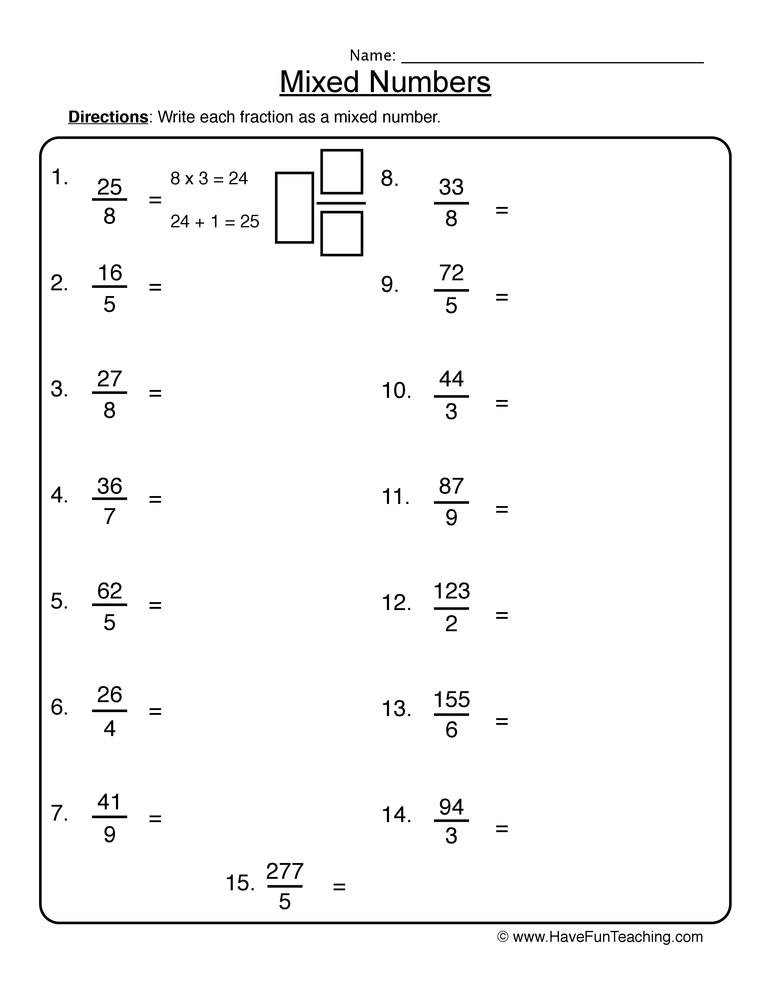 5 Fun Ways to Master Mixed Number Worksheets