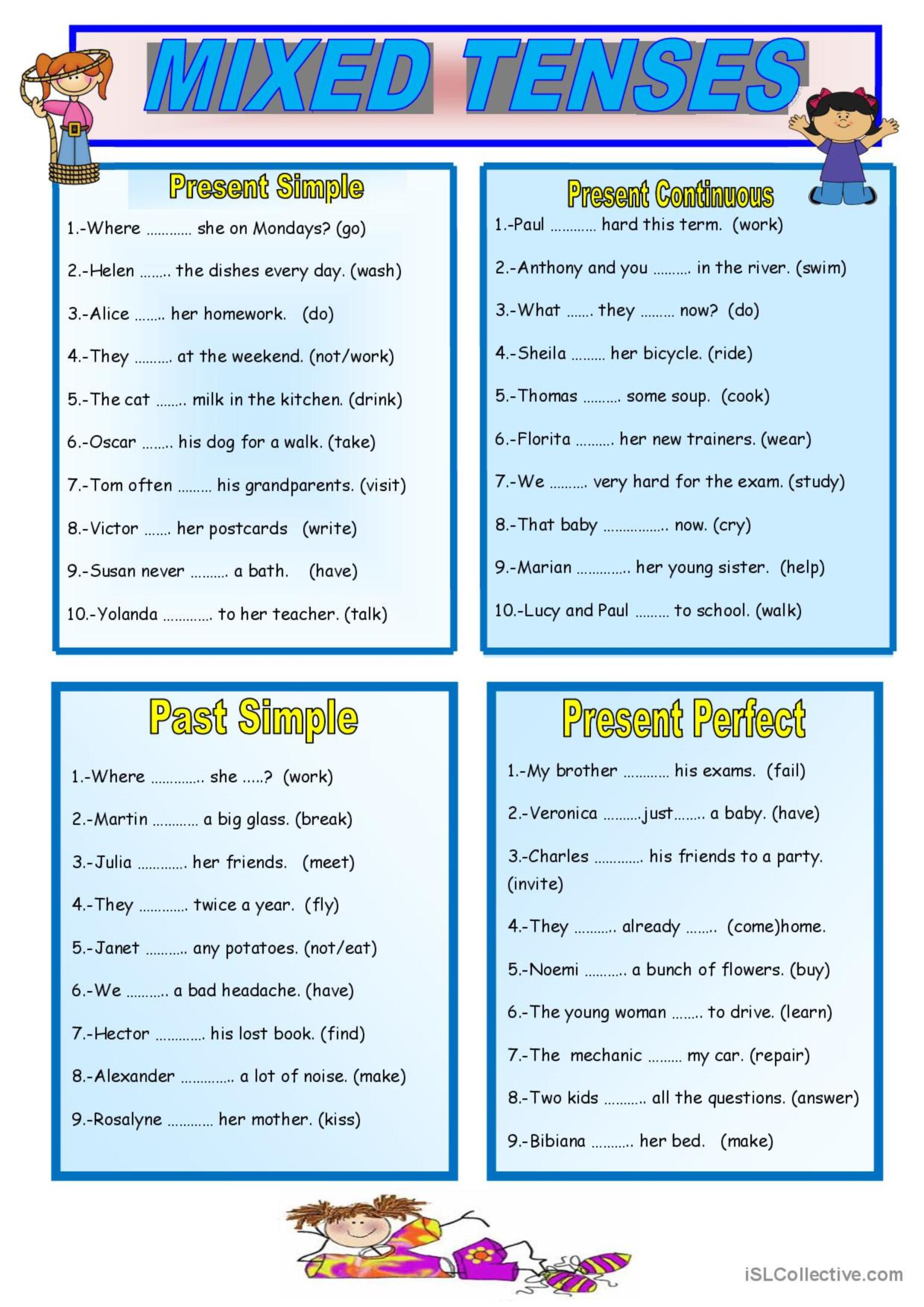 Mixed Tenses Revision Worksheet Free Esl Printable Worksheets Made