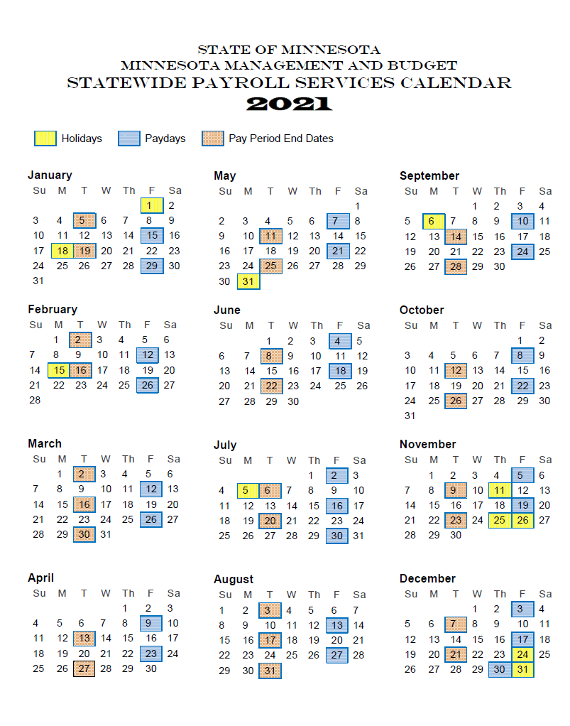 Mn Payroll Calendar