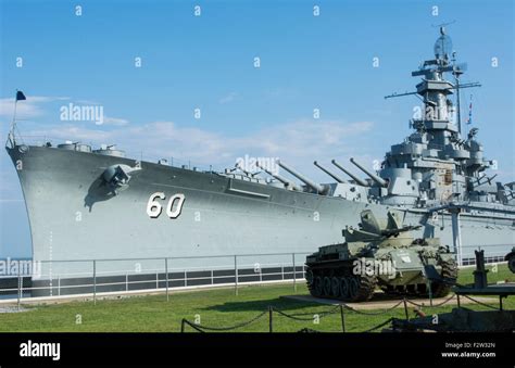 Mobile Alabama Battleship Uss Alabama From World War Ii With Tank At