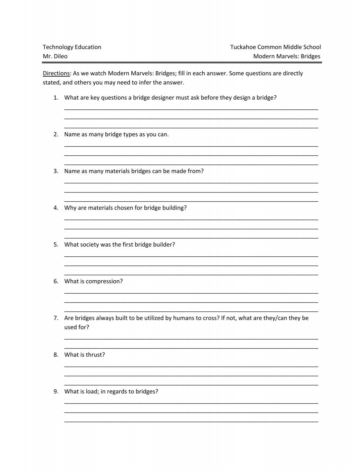 Modern Marvels Tpt Worksheets Library