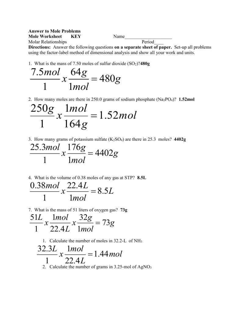 Molarity Practice Problems Answer Key