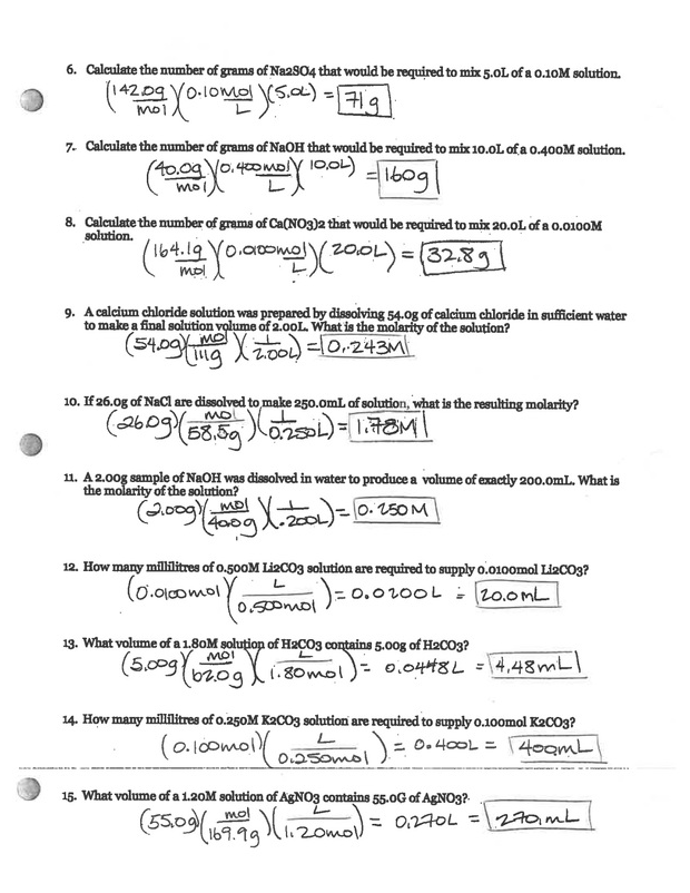 Molarity Practice Problems With Answers Pdf