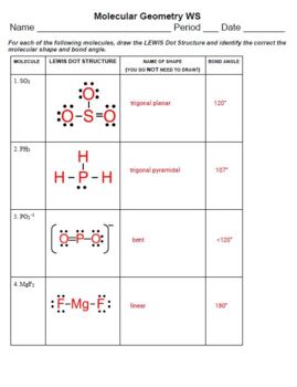 Molecular Geometry Activity Free Printable Molecular Geometry And