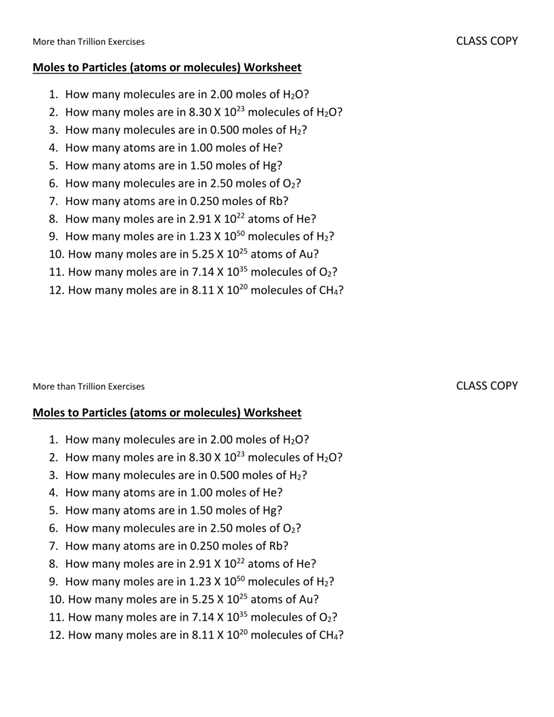 Moles To Grams Volume Atoms And Molecules Worksheet By Back Pocket