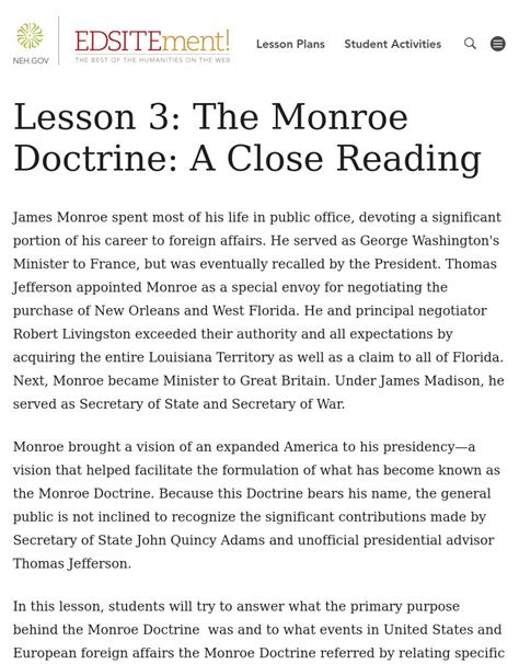 Monroe Doctrine Lesson Plan