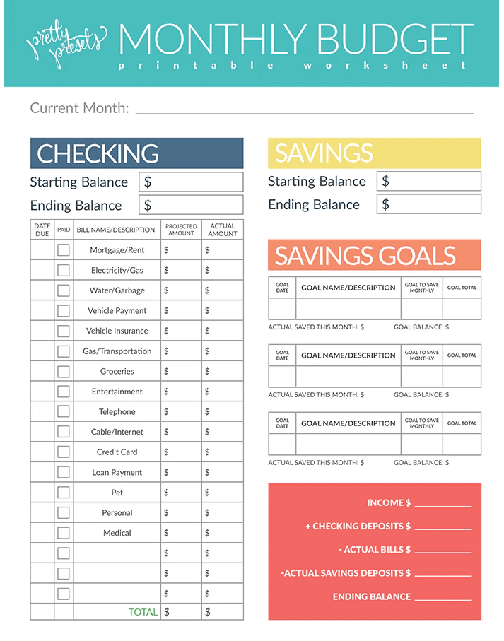 Monthly Budget Worksheets 2 Pages Budgeting Worksheets Monthly