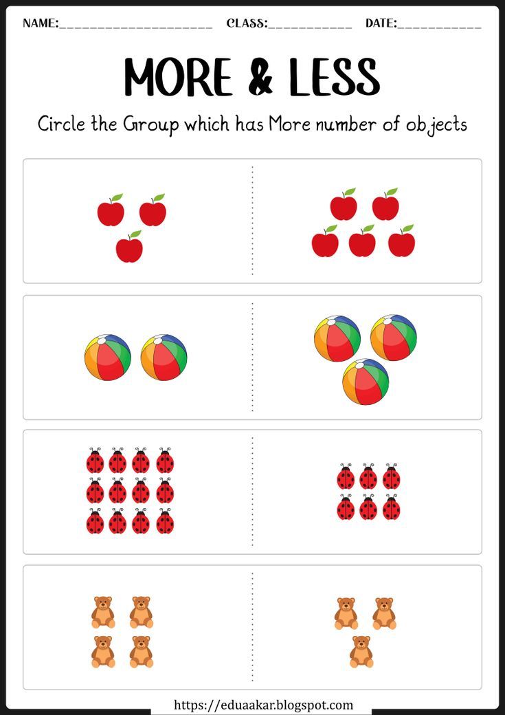 More And Less Comparison For Kids Learn Pre School Concepts With