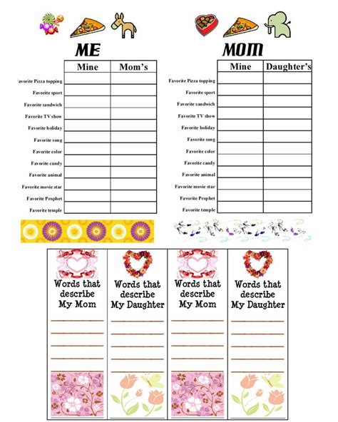 7 Therapy Worksheets for Mother Daughter Bonding