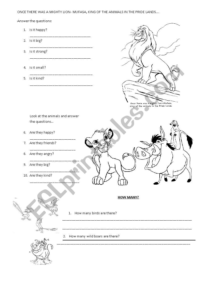 Movie Worksheet The Lion King