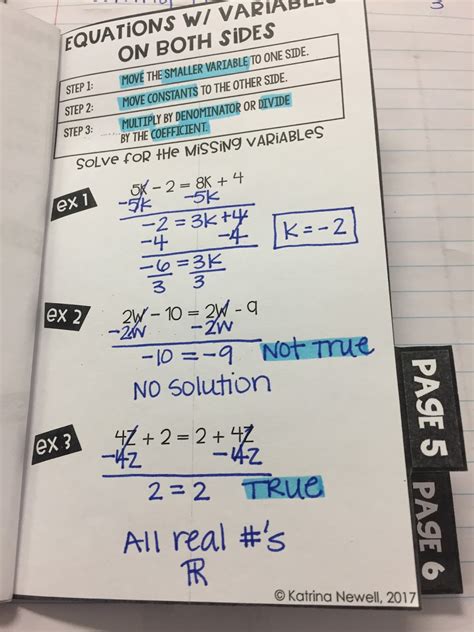 Mrs Newell S Math Multi Step Equations Inb