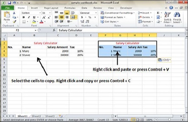 Ms Excel How To Copy And Paste Data Javatpoint