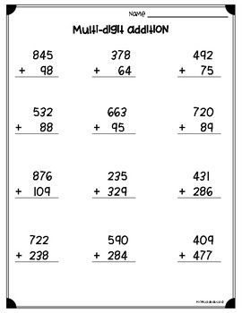 Multi Digit Addition And Subtraction Worksheets By Samir Latrous