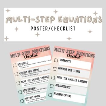 Multi Step Equations Dcmam Poster By Mathtastic In Middle School