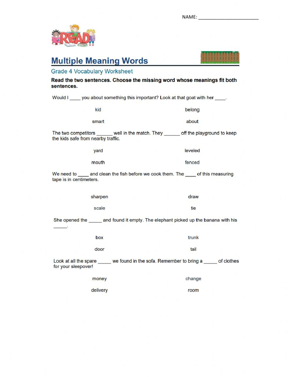 Multiple Meaning Words 3Rd Grade Worksheets And Task Cards Iread Style