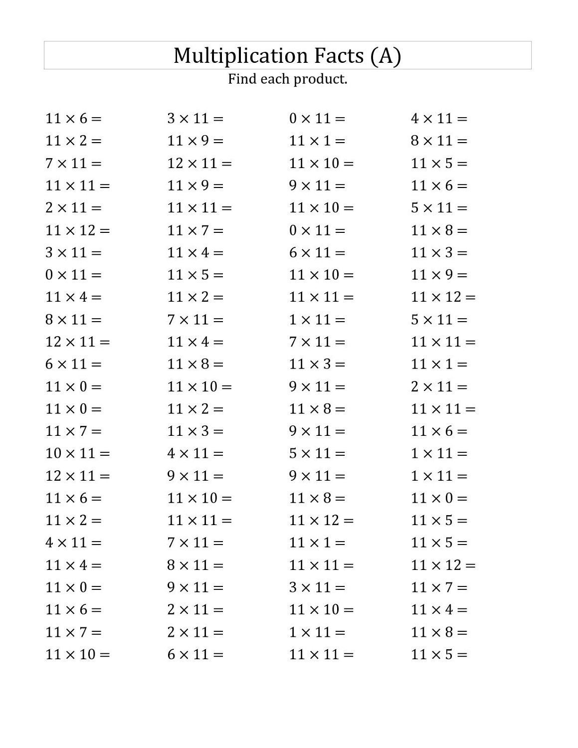 Multiplication 11 Worksheets Free Printable Worksheets Worksheetfun