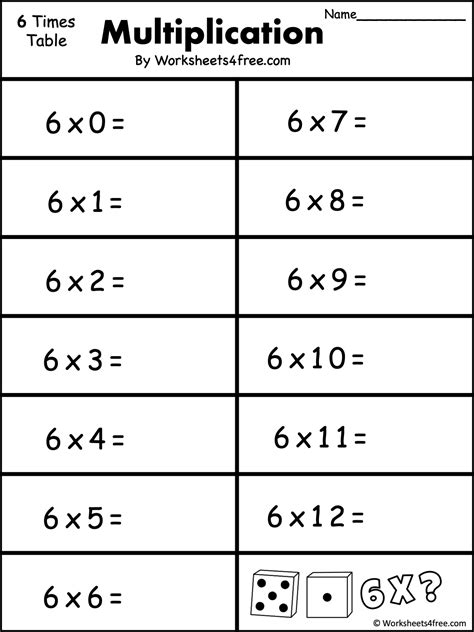 Multiplication Fun with 6's Worksheet for Kids