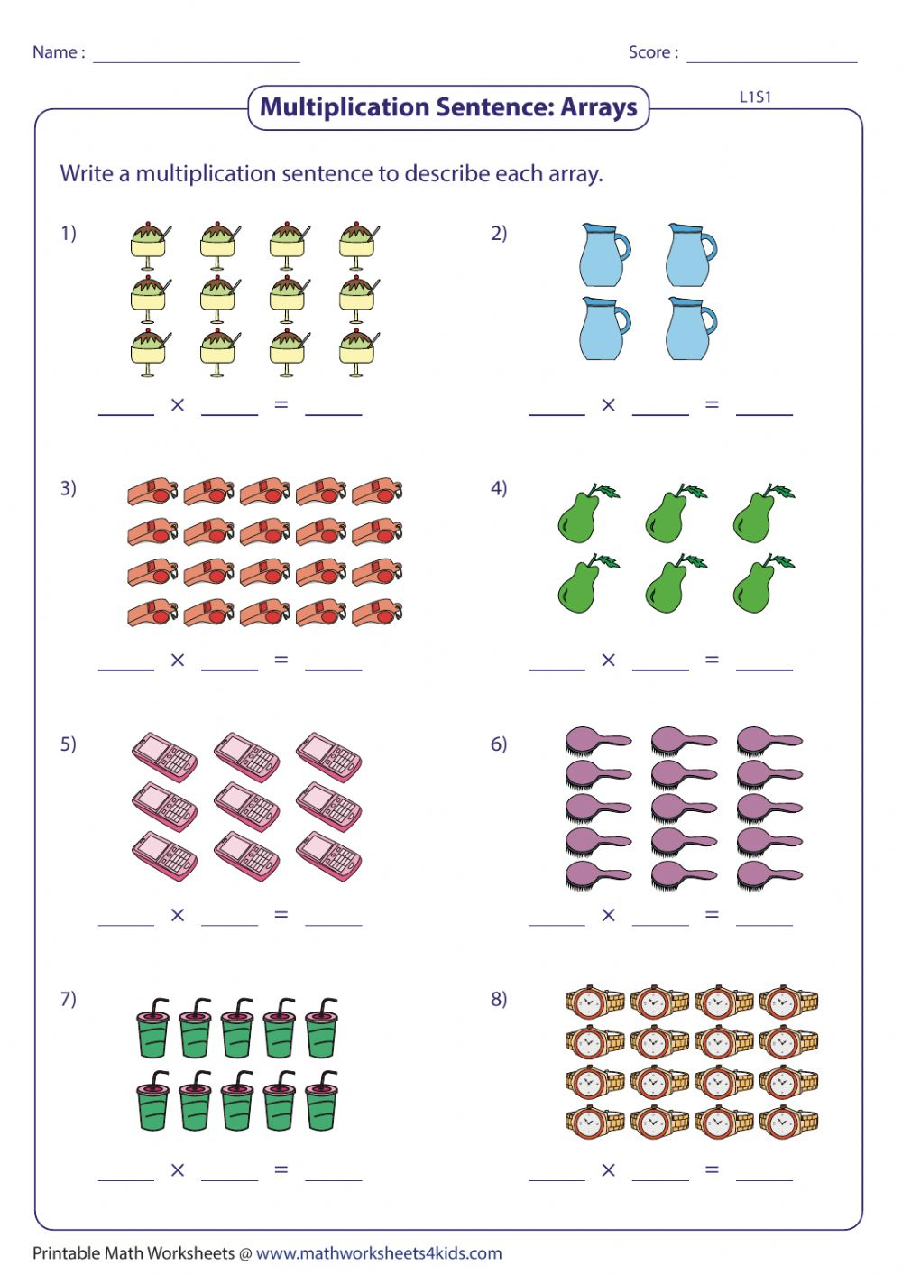 Multiplication Arrays Worksheet Multiplication Using Arrays Worksheet