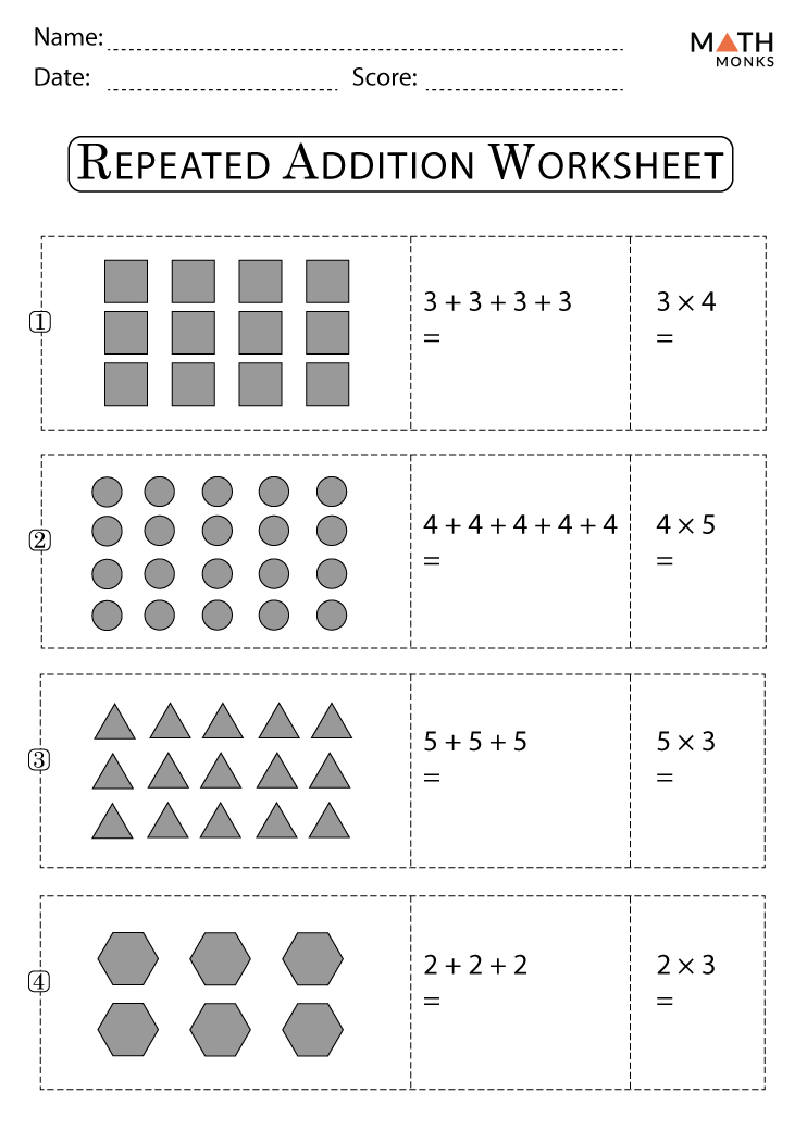 Multiplication Arrays Worksheets Repeated Addition Worksheets Array