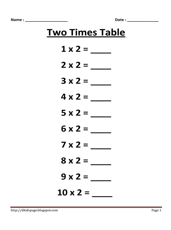 2x Tables Worksheet: Fun Multiplication Practice for Kids