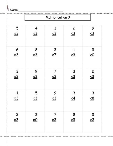 Multiplication By 3 Worksheets Pdf