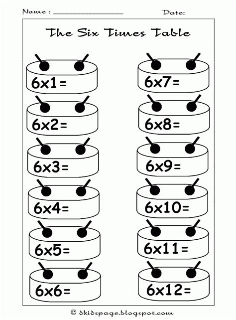 Multiplication By 6 Printable