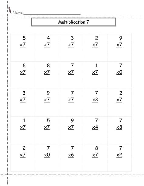 Multiplication By 7 Worksheets Pdf