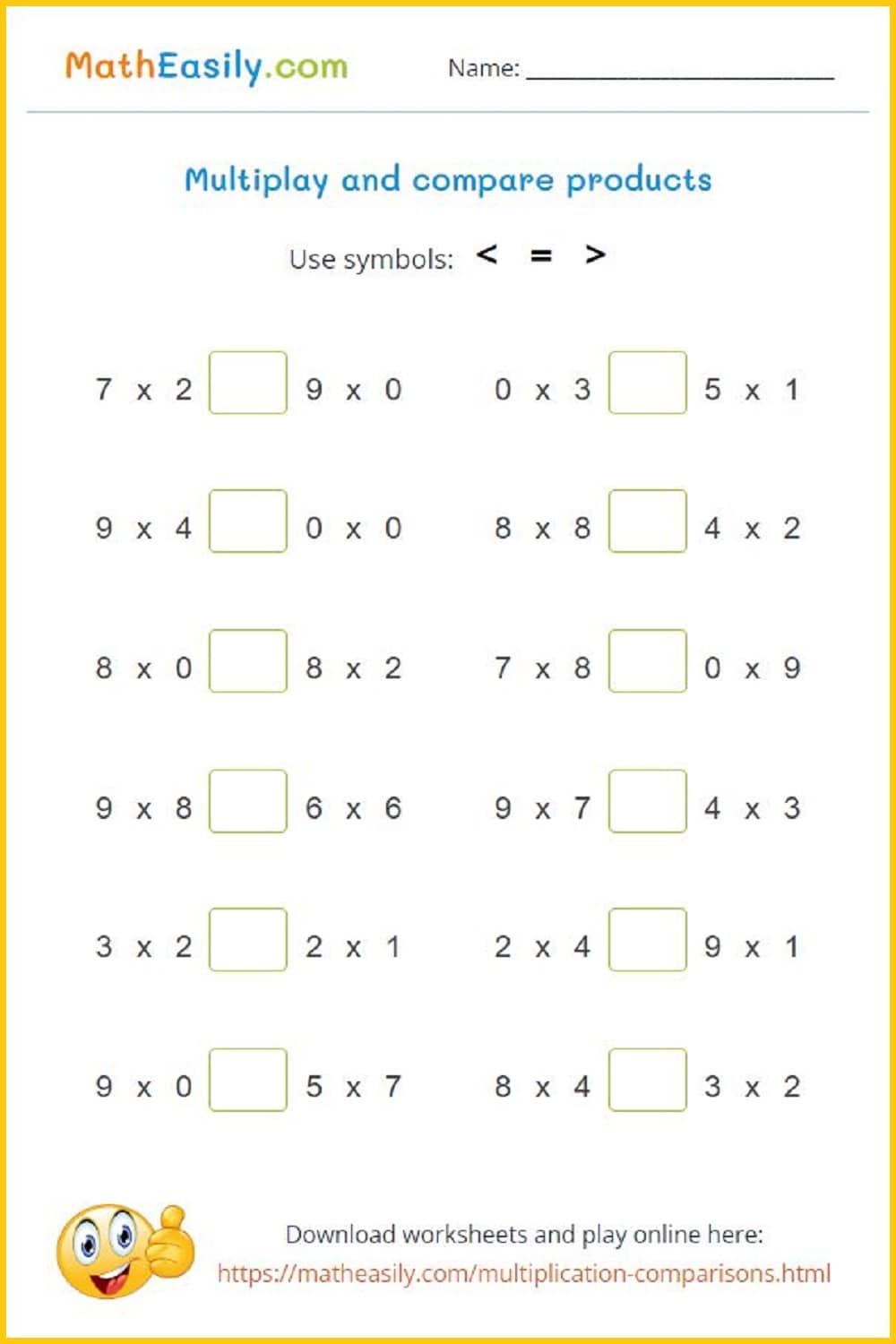 Multiplication Comparison Statements Math Video And Worksheet Tpt