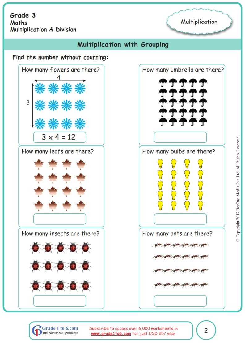 Multiplication Grouping Worksheets Grade 2 Worksheets