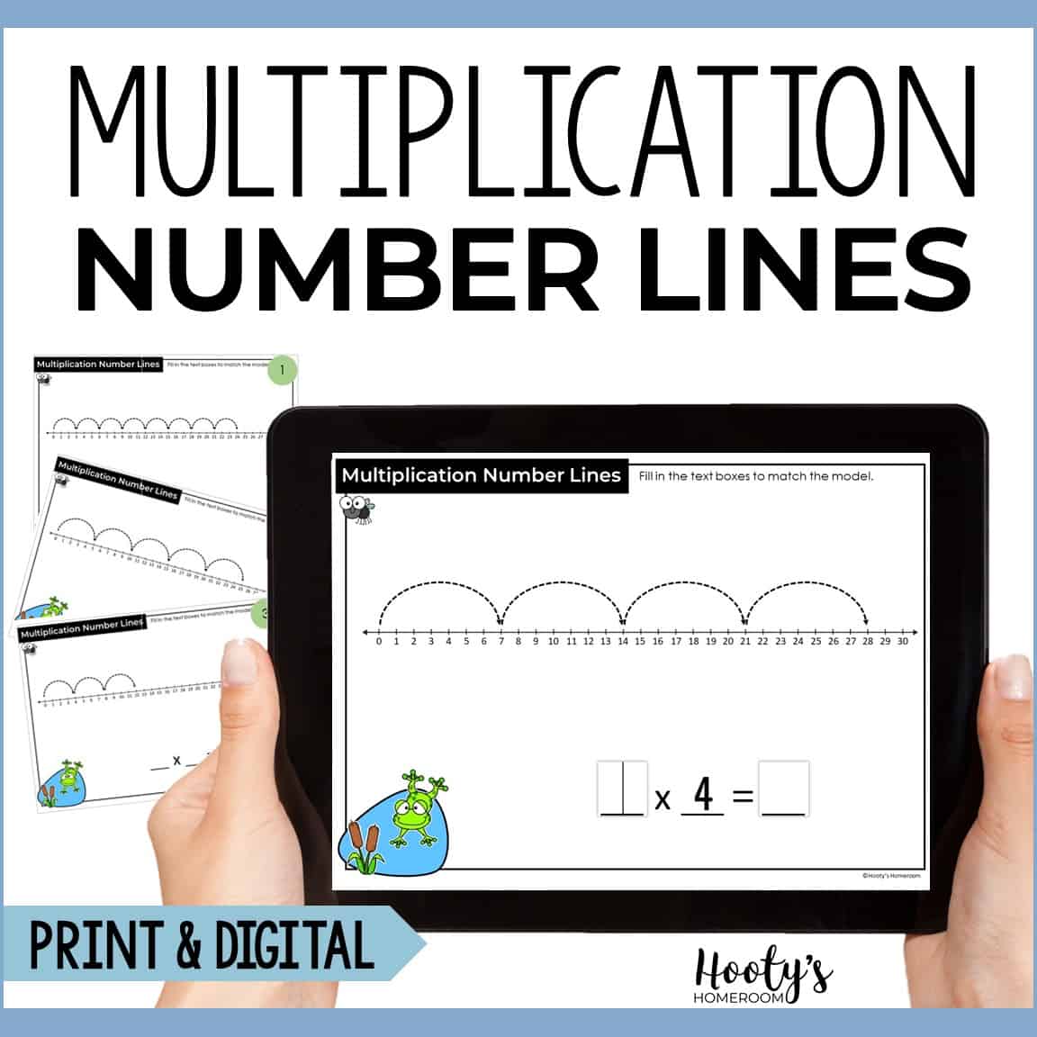 Multiplication Number Lines Boom Cards And Print Task Cards Hooty S